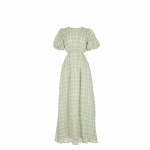 NWT Show Me Your Mumu Eloise Green and White Gingham Maxi Dress Size Small